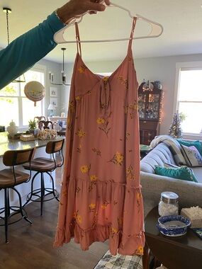 Francesca Brand Coral Pink Floral Tie-Front Sundress